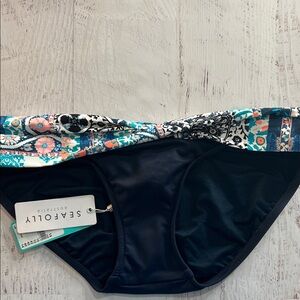 Seafolly Black and Multicolor Bikini Bottom